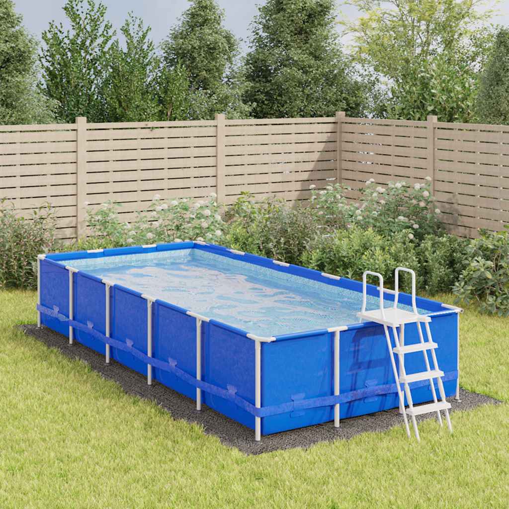 Vidaxl zwembadgrondzeil 640x321 cm polyester geotextiel lichtgrijs