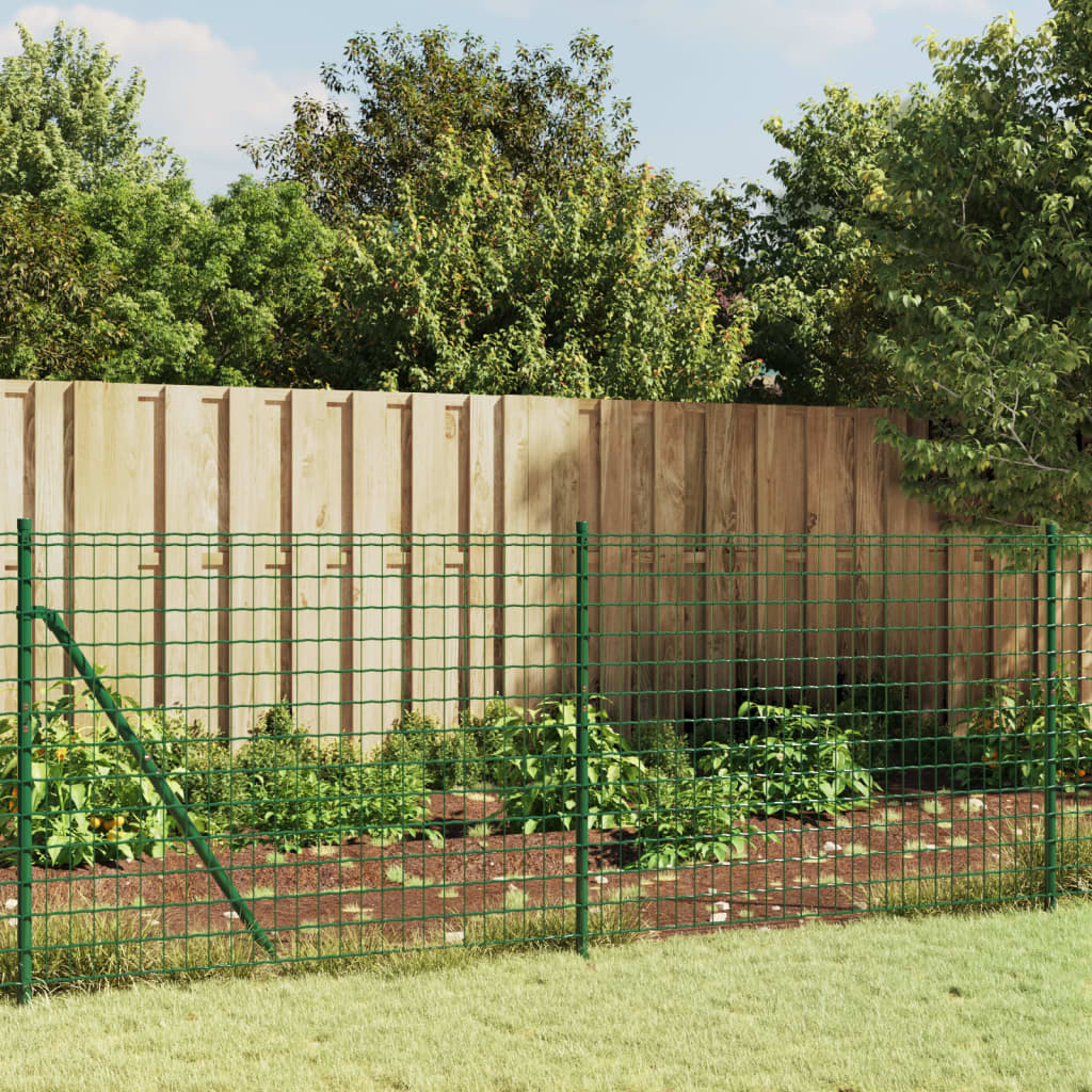 VIDAXXL Wire Mesh hegn med malede ankre 0,8x10 m grøn