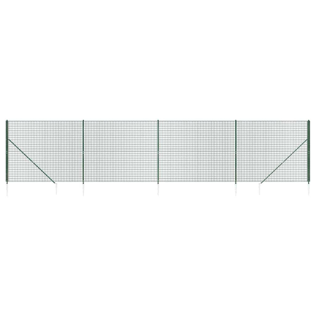 Vidaxxl Wire Mesh hegn med malede ankre 1,4x10 m grønt