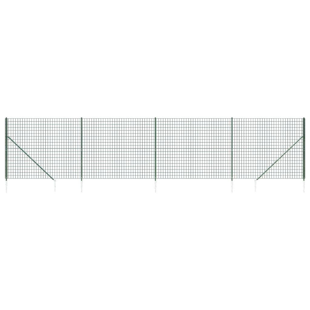 Vidaxxl Wire Mesh hegn med malede ankre 1,8x10 m grønt