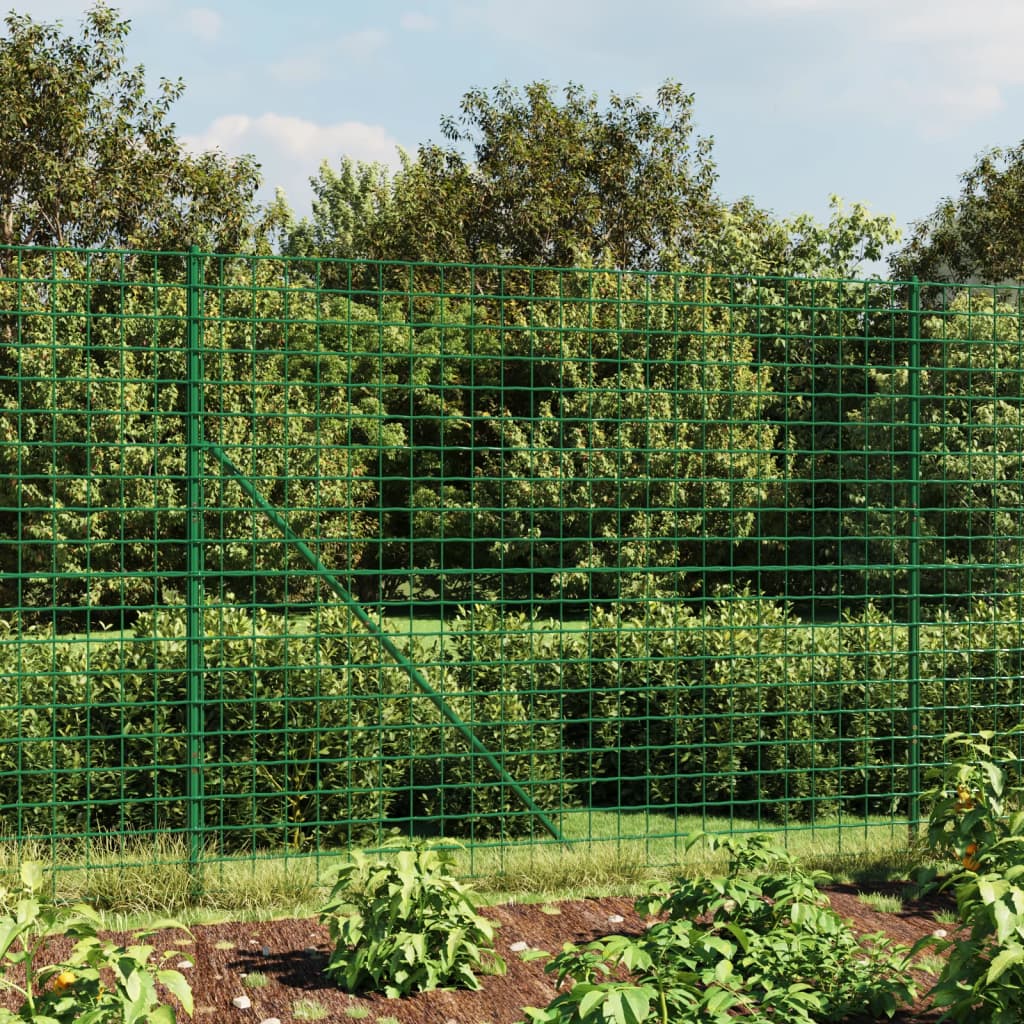 Vidaxl Wire Mesh -hegn med malede ankre 1,4x25 m grønt