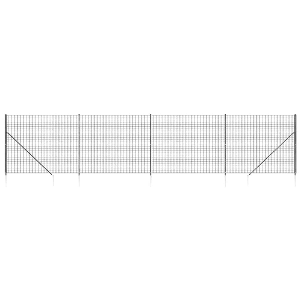 VIDAXXL Wire Mesh -hegn med malede ankre 2x10 m anthracit