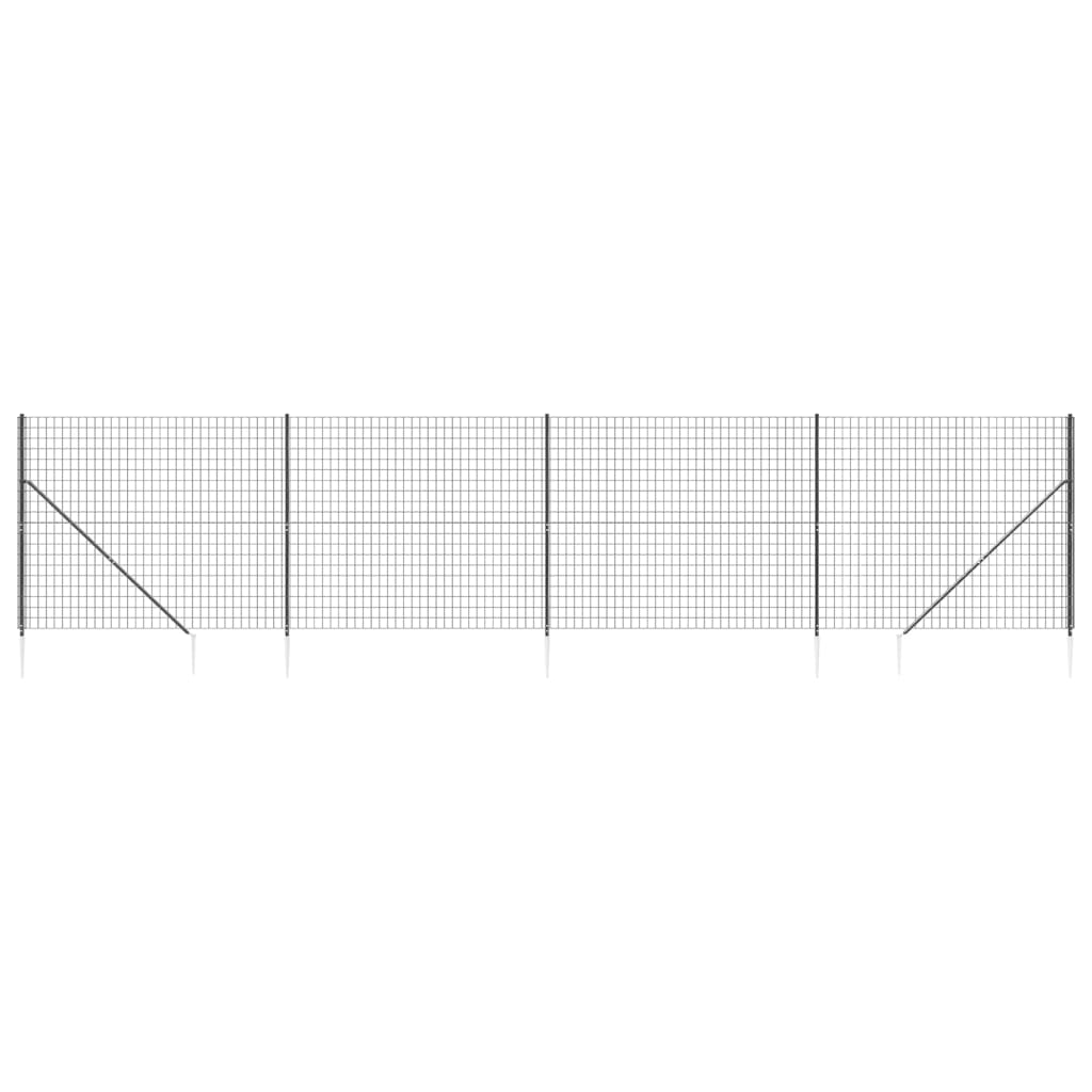 VIDAXXL Wire Mesh -hegn med malede ankre 2x10 m anthracit