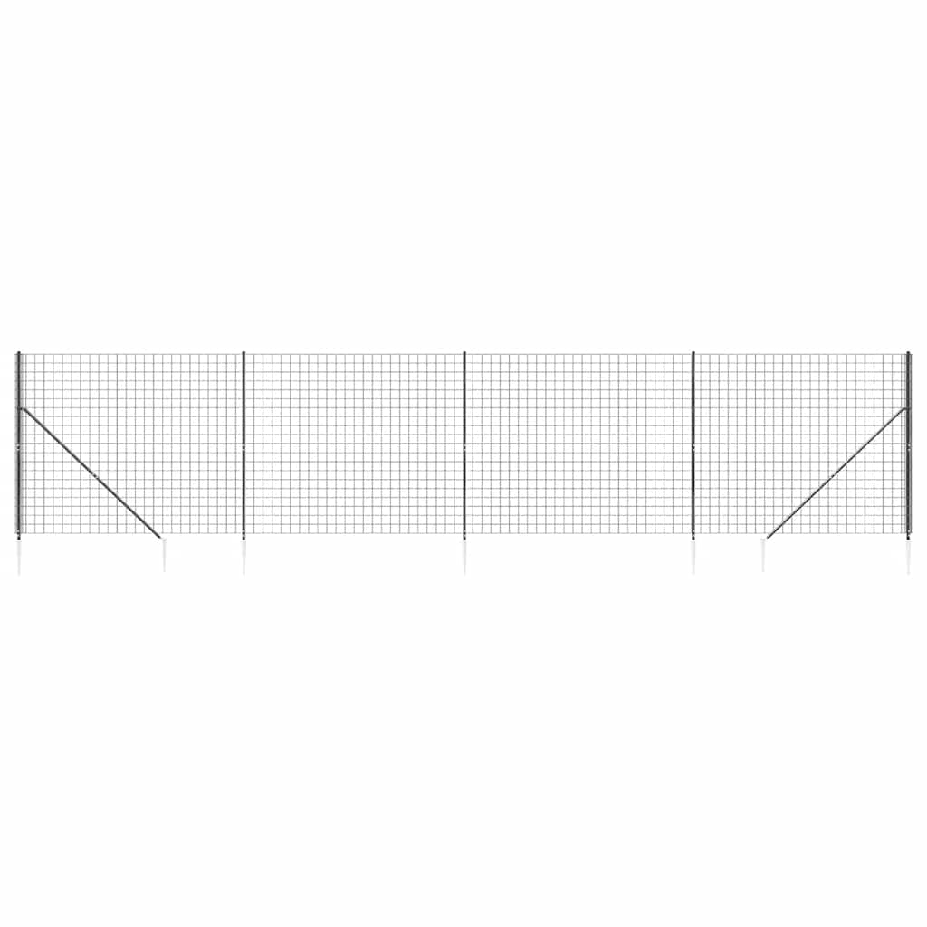 VIDAXXL Wire Mesh -hegn med malede ankre 2,2x10 m anthracit