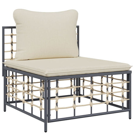 Vidaxl tuinmiddenbank met beige kussens poly rattan