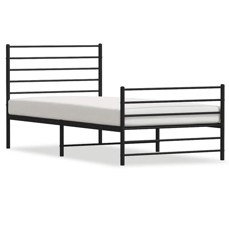 Vidaxl bedframe met hoofd- en voeteneinde metaal zwart 90x200 cm