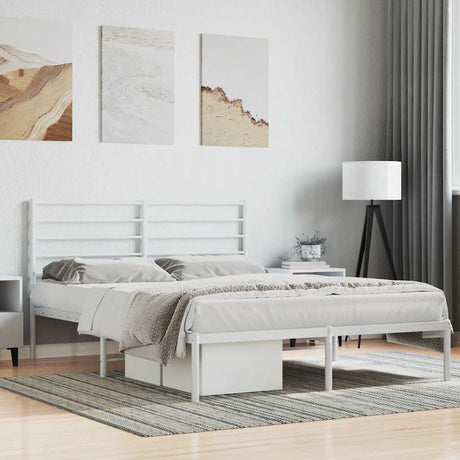 Vidaxl bedframe met hoofdbord metaal wit 120x190 cm