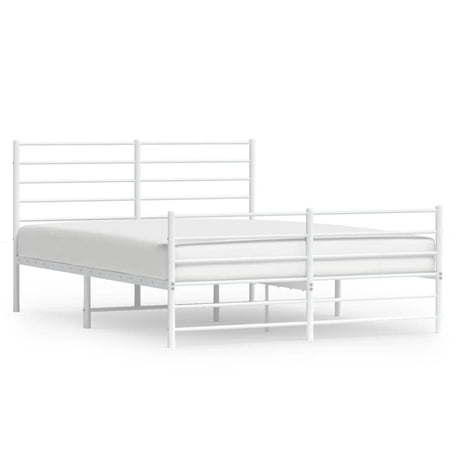 Vidaxl bedframe met hoofd- en voeteneinde metaal wit 160x200 cm