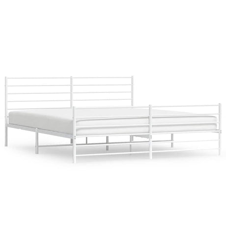 Vidaxl bedframe met hoofd- en voeteneinde metaal wit 193x203 cm