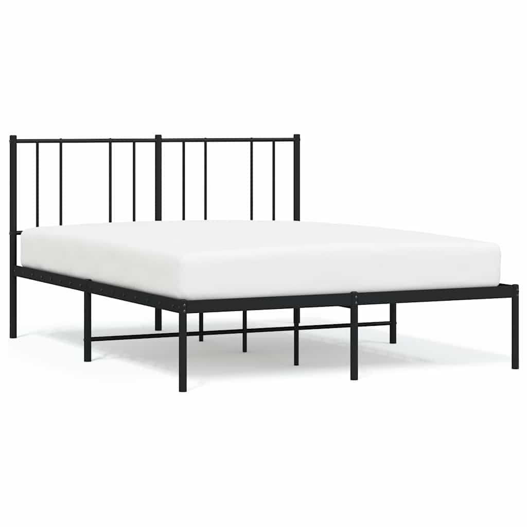 Vidaxl bedframe met hoofdbord metaal zwart 140x200 cm