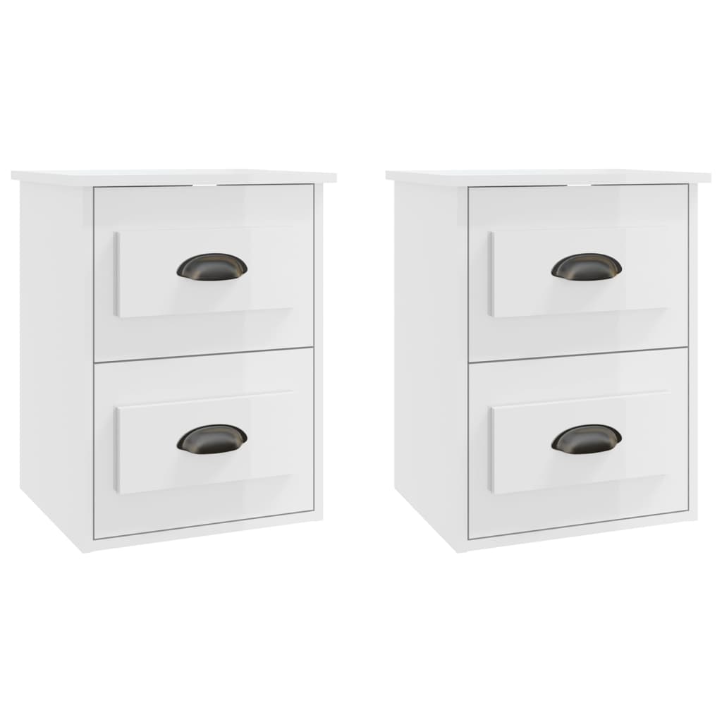Vidaxl nachtkastjes 2 st wandgemonteerd 41,5x36x53 cm hoogglans wit