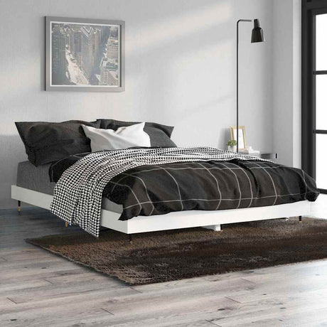 Vidaxl bedframe led massief hout wit 140x190 cm