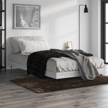 Vidaxl bedframe bewerkt hout grijs sonoma eikenkleurig 90x190 cm