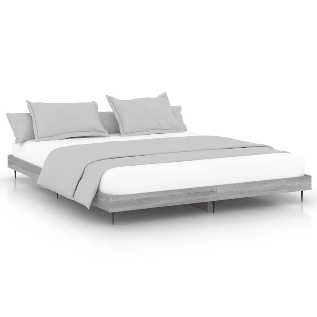 Vidaxl bedframe bewerkt hout grijs sonoma eikenkleurig 200x200 cm
