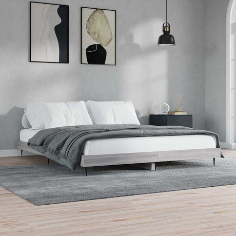 Vidaxl bedframe bewerkt hout grijs sonoma eikenkleurig 200x200 cm