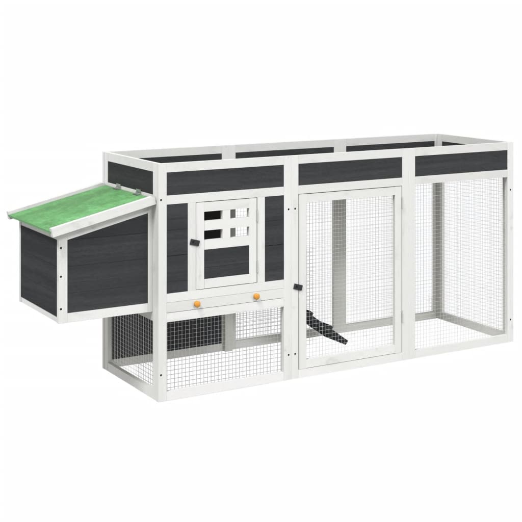 Vidaxl Chicken Coop 204x50x84 cm Solid fyrretræ grå