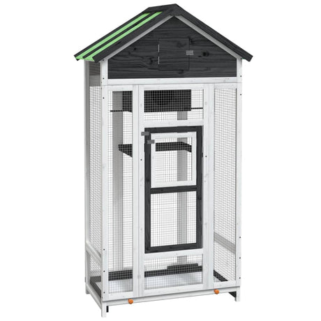 Vidaxx Aviary 91.5x53x170 cm Solid fyrretræ grå