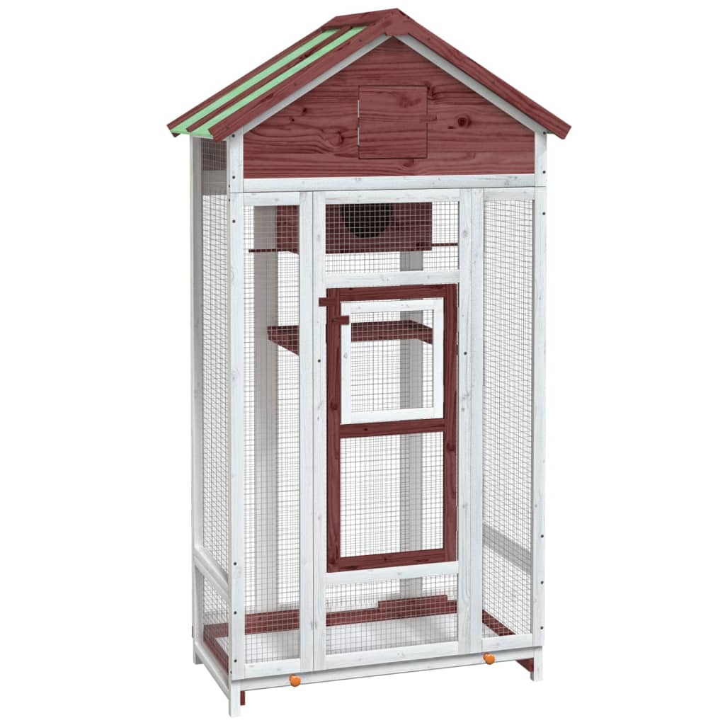 Vidaxx Aviary 91.5x53x170 cm Solid fyrretræ Mokka farvet