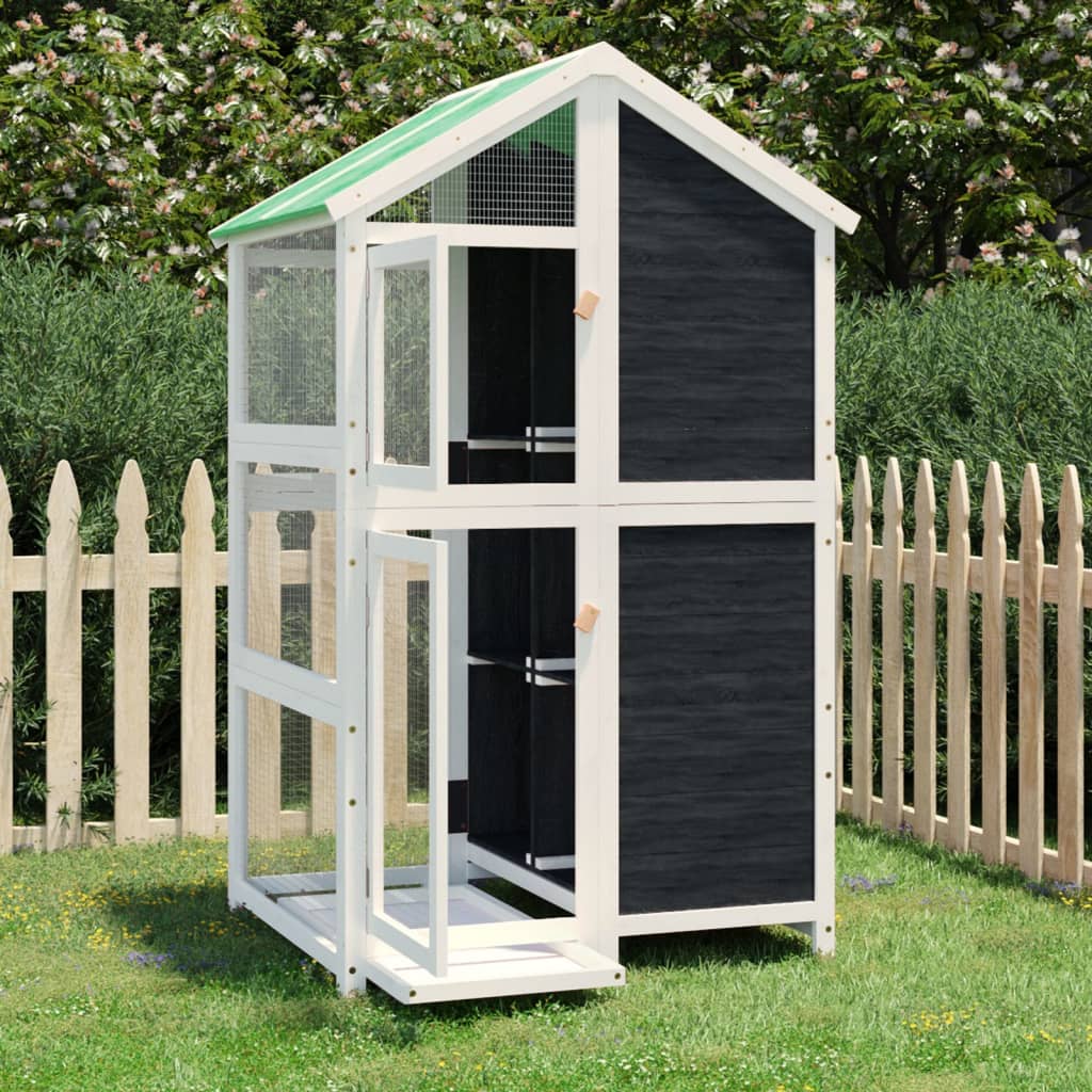 Vidaxx Aviary 97x81x152 cm Solid fyrretræ grå