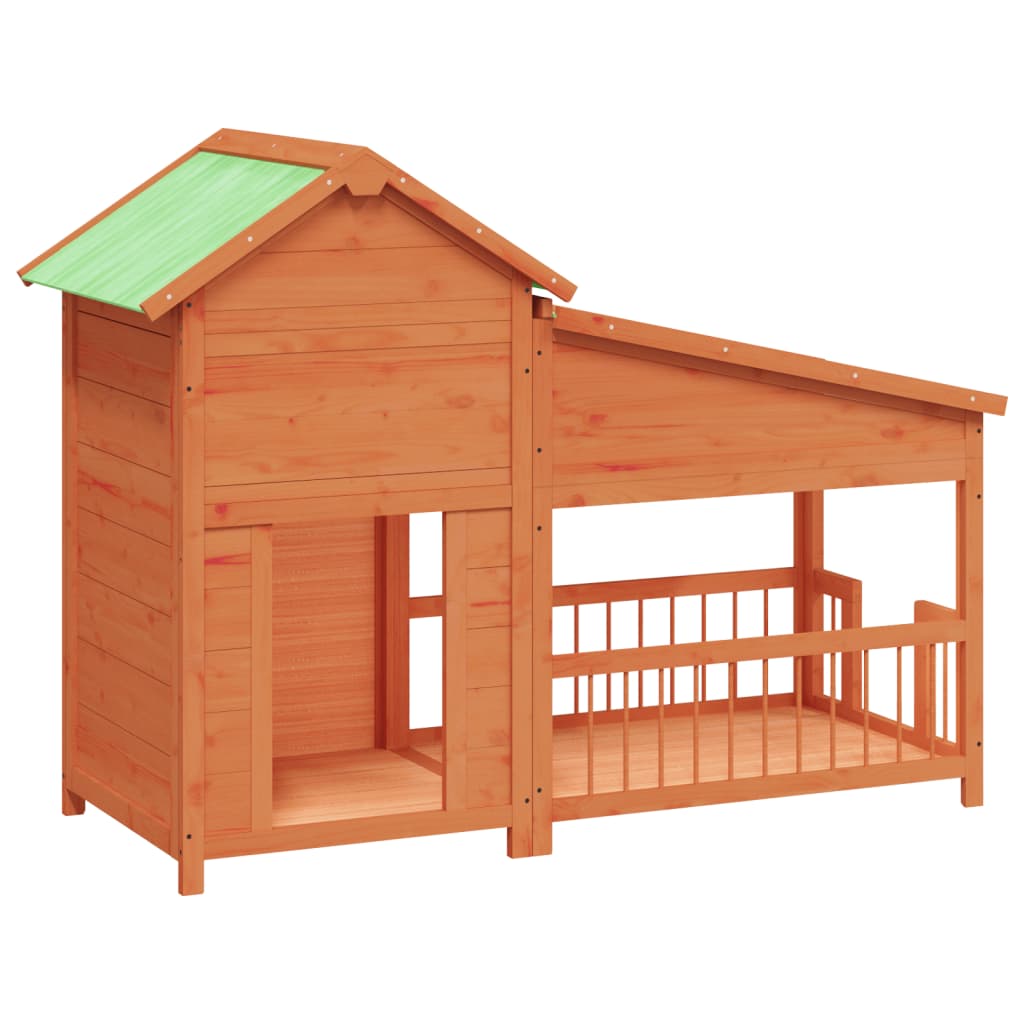 Vidaxl Doghouse 143x60.5x109 cm Solid fyrretræbrun