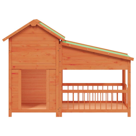 Vidaxl Doghouse 143x60.5x109 cm Solid fyrretræbrun