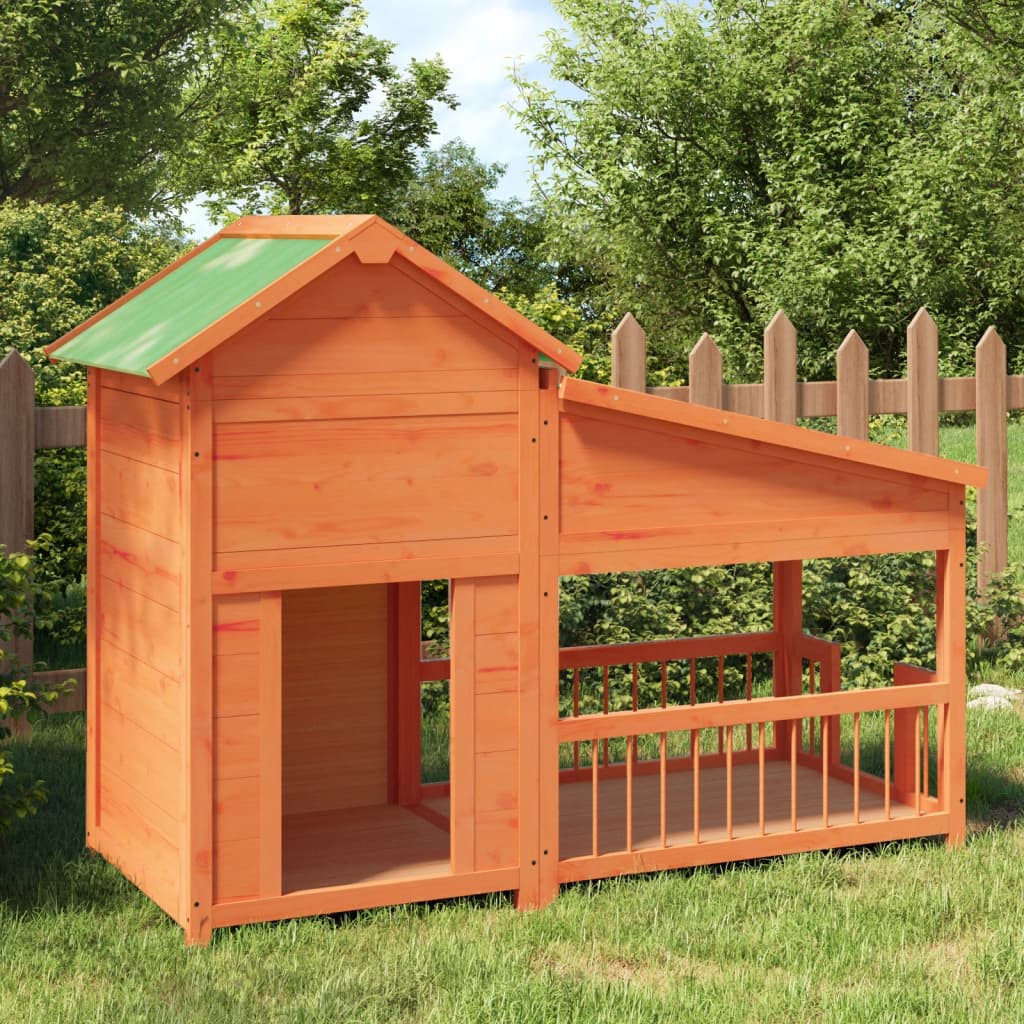 Vidaxl Doghouse 143x60.5x109 cm Solid fyrretræbrun