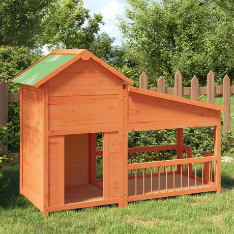 Vidaxl Doghouse 143x60.5x109 cm Solid fyrretræbrun