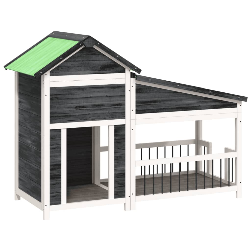 Vidaxx Doghouse 143x60.5x109 cm Solid fyrretræ grå
