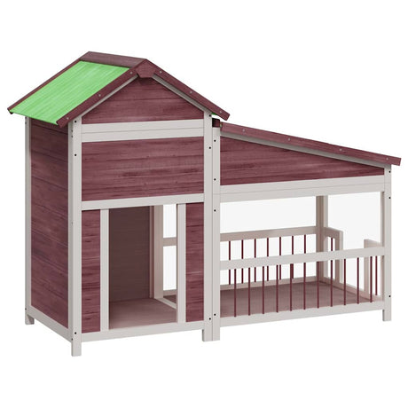 VIDAXXL DOGHOUSE 143X60.5X109 CM SOLID PINE TRÆ MOCHA Farvet