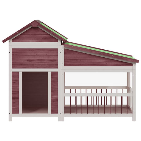 VIDAXXL DOGHOUSE 143X60.5X109 CM SOLID PINE TRÆ MOCHA Farvet