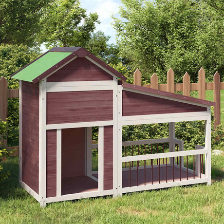 VIDAXXL DOGHOUSE 143X60.5X109 CM SOLID PINE TRÆ MOCHA Farvet