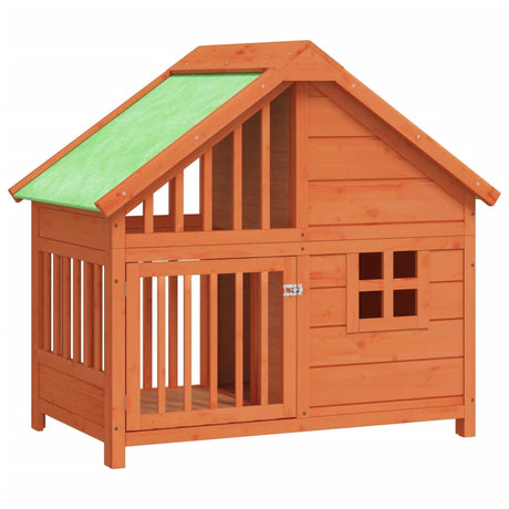 VIDAXXL DOGHOUSE 96X60.5X87 CM SOLID PINE WOOD Brown