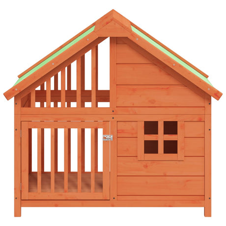 VIDAXXL DOGHOUSE 96X60.5X87 CM SOLID PINE WOOD Brown