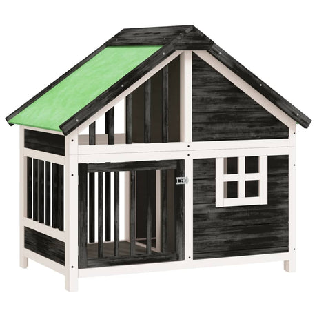 VIDAXXL DOGHOUSE 96X60.5X87 CM SOLID PINE TRE GRÅ