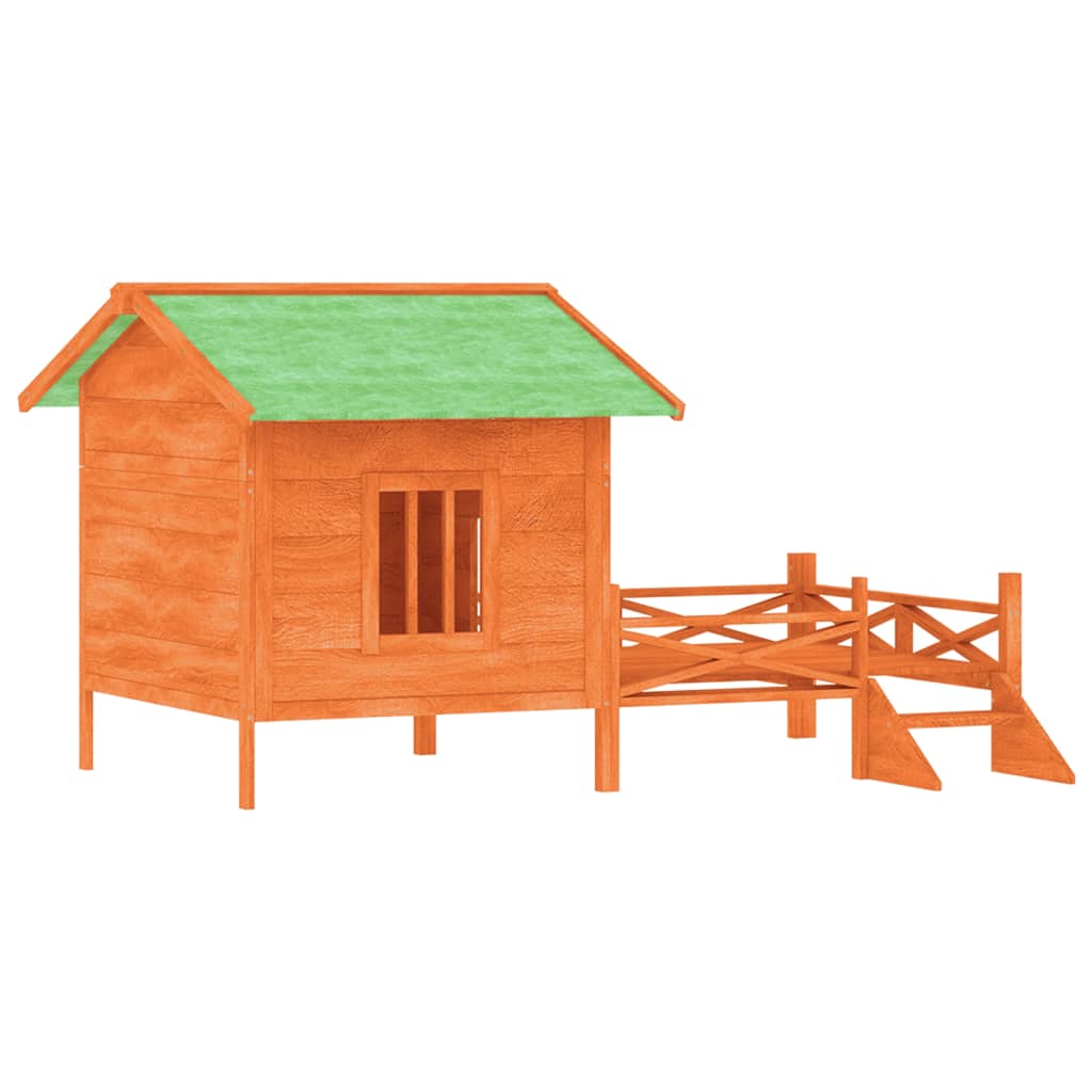 Vidaxl Doghouse 159x120x88,5 cm Solid fyrretræbrun