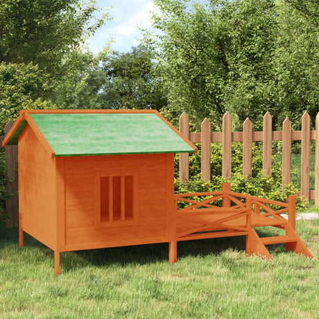 Vidaxl Doghouse 159x120x88,5 cm Solid fyrretræbrun