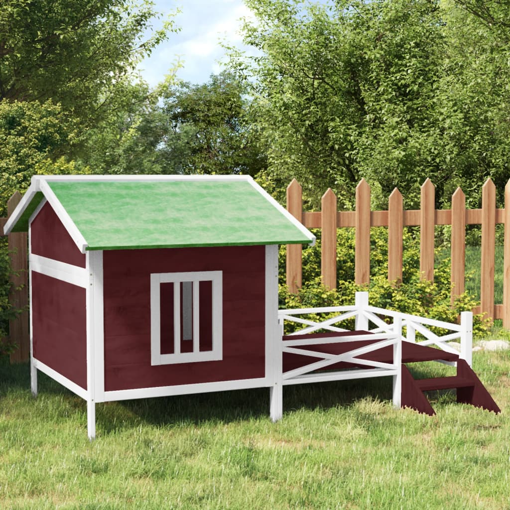 Vidaxl Doghouse 159x120x88,5 cm Solid fyrretræ Mokka farvet