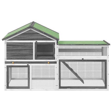 Vidaxxl Rabbit Hutch 185.5x60.5x109.5 cm Fast fyrretræ grå