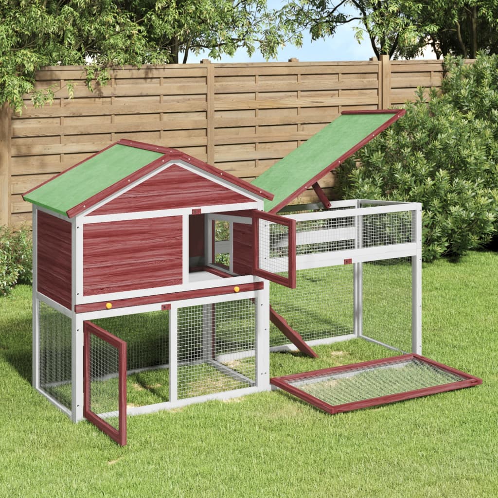 Vidaxxl Rabbit Hutch 185.5x60.5x109.5 cm Fast fyrretræ Mokka farvet