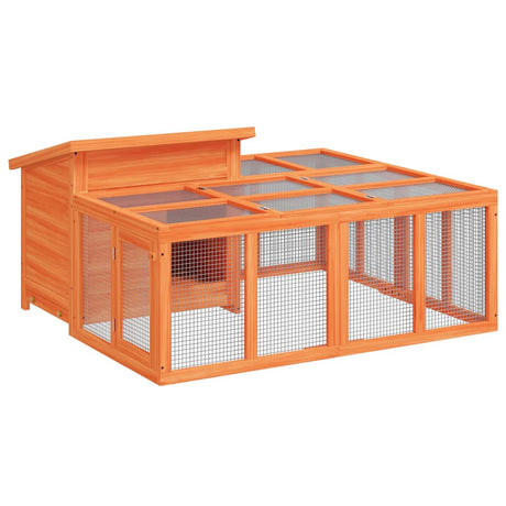 VidaXL kaninbur 144x123x67,5 cm massiv fyrretræ brun