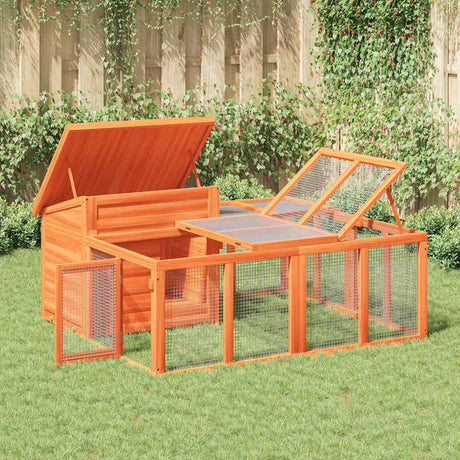 VidaXL kaninbur 144x123x67,5 cm massiv fyrretræ brun