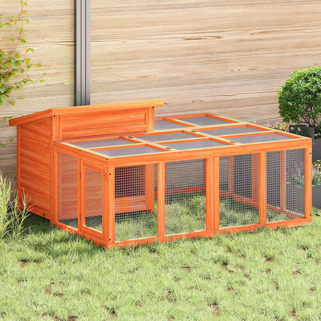 VidaXL kaninbur 144x123x67,5 cm massiv fyrretræ brun