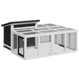 Vidaxxl kaninbur 144x123x67,5 cm massiv fyrretræ grå