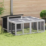 Vidaxxl kaninbur 144x123x67,5 cm massiv fyrretræ grå