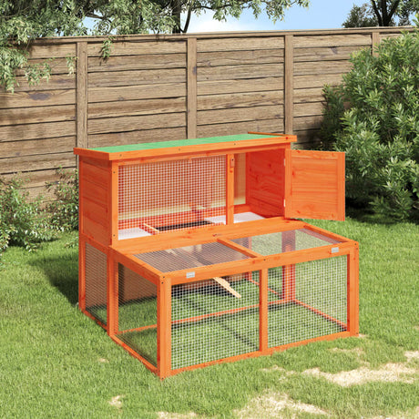Vidaxxl Rabbit Hutch 102x90x84,5 cm Solid fyrretræ brun