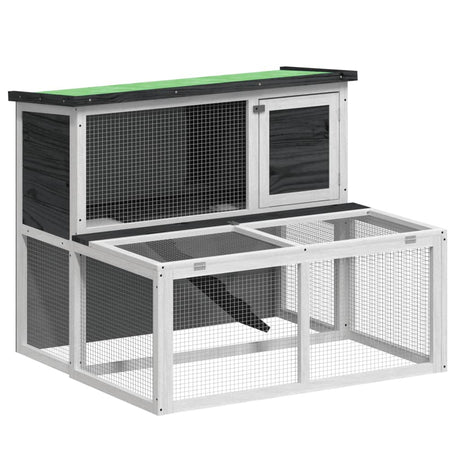 Vidaxxl Rabbit Hutch 102x90x84,5 cm Solid fyrretræ grå