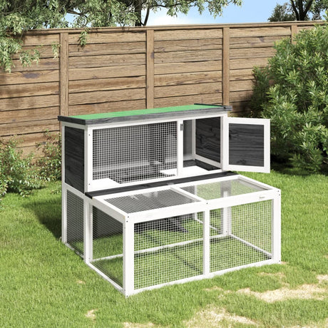 Vidaxxl Rabbit Hutch 102x90x84,5 cm Solid fyrretræ grå