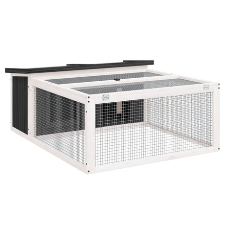 Vidaxxl Rabbit Hutch 117,5x97x47,5 cm Solid fyrretræ grå