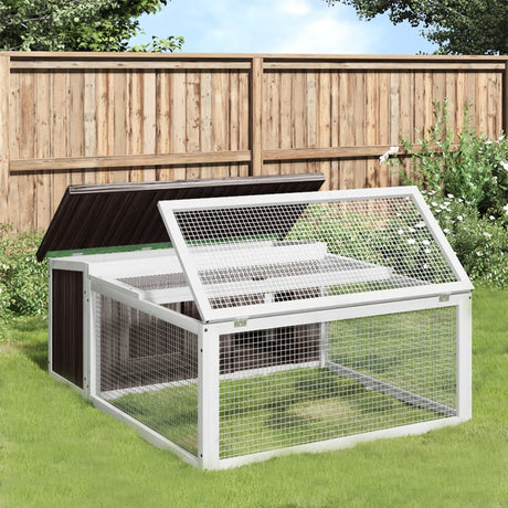 Vidaxxl Rabbit Hutch 117,5x97x47,5 cm Solid fyrretræ grå