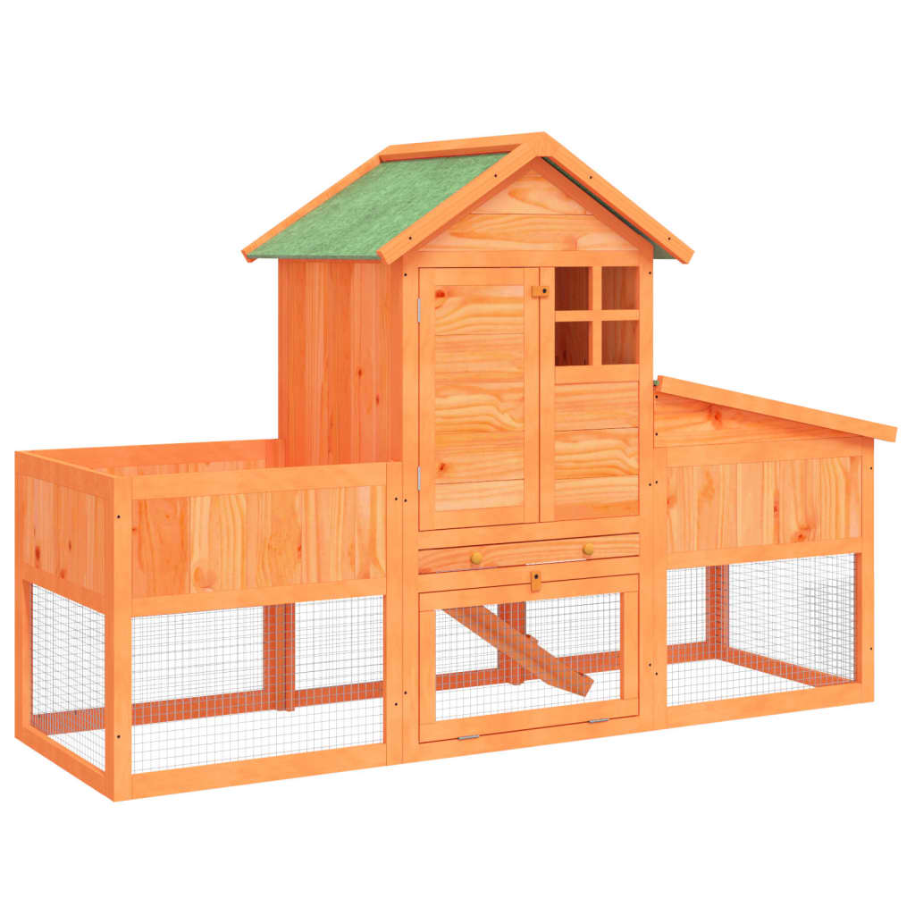 Vidaxx Rabbit Hutch 170x63x113 cm Solid fyrretræbrun